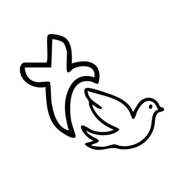 İnanç Sembolü İzole Çizgi Sanat Tasarımı