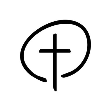 İnanç Sembolü İzole Çizgi Sanat Tasarımı