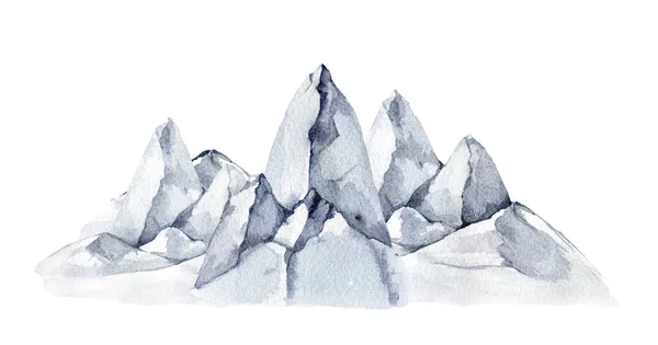 Στοιχείο Τοπίου Οροσειράς Εικονογράφηση Υδατογραφίας Χέρι Που Βραχώδεις Λόφους Βραχώδη — Φωτογραφία Αρχείου