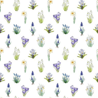 İlkbahar havası pürüzsüz desenli yumuşak renklerde ve beyaz arka planda çiçekli. Bahar sezonu dekorasyonu için ideal, mevsimlik kartlar, bahar temalı tasarım.