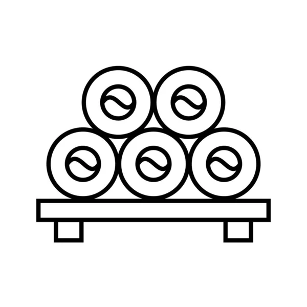 木製のスタンドアイコンに寿司ロール 白い背景に黒のシンボルが隔離されている ベクターイラスト — ストックベクタ