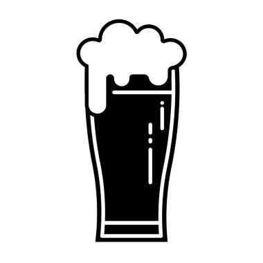 Bira bardağı şerefe. Bir bardak bira izole edilmiş vektör çizimi. Beyaz arkaplanda bira bardağı siyah simgesi.