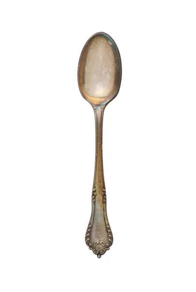 Metal Oxidized Dessert Spoon Cut Out Photo Stacking —  Fotos de Stock