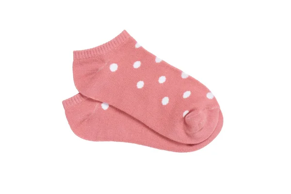 Ροζ Πουά Κάλτσες Αστραγάλου Λευκό Φόντο Απομονωμένες — Φωτογραφία Αρχείου