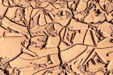 Doğal kuraklıktan çatlamış toprak yapısı.