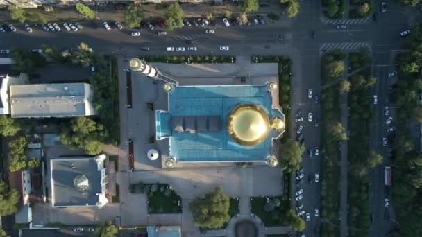 Almaty Kazakistan Ağustos 2023 Şehrin Merkezi Camisi Yukarıdan Görüntüle — Stok video