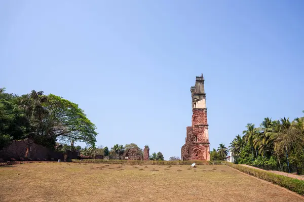 stock image Old GOA, India - February 27, 2024: The area around the tower of St. Augustine. Ancient architecture. Historical monument 