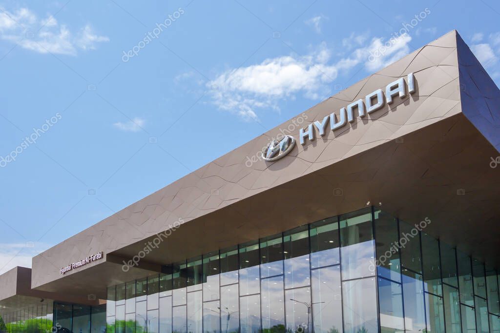 Almaty, Kazakhstan - May 29, 2025: Hyundai car showroom. Dealership sales center