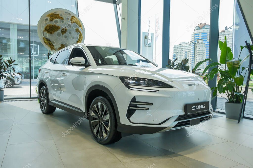 Almaty, Kazakhstan - May 29, 2025: Byd Song is in the showroom. Chinese car manufacturer