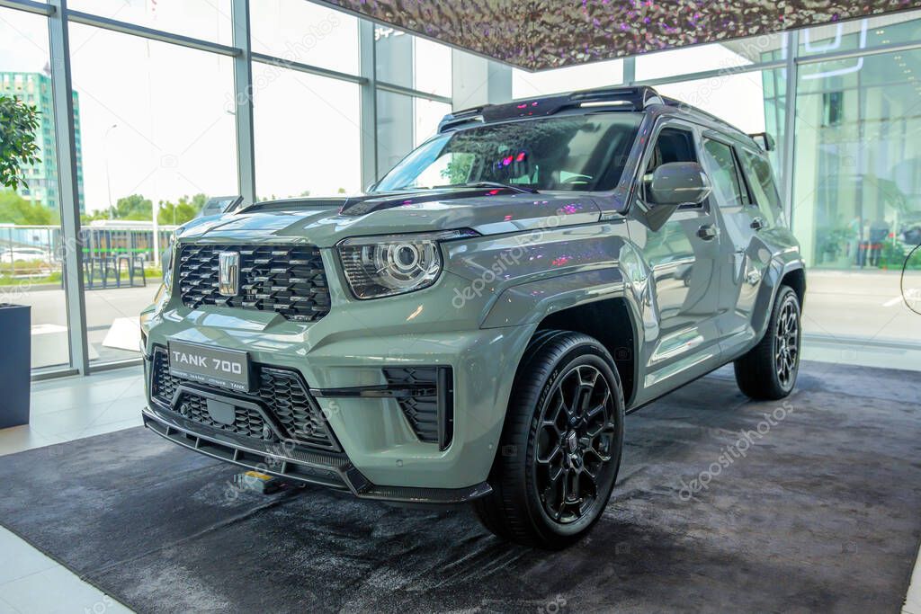 Almaty, Kazakhstan - May 29, 2025: Tank 700 2025 in the showroom. Chinese car brand