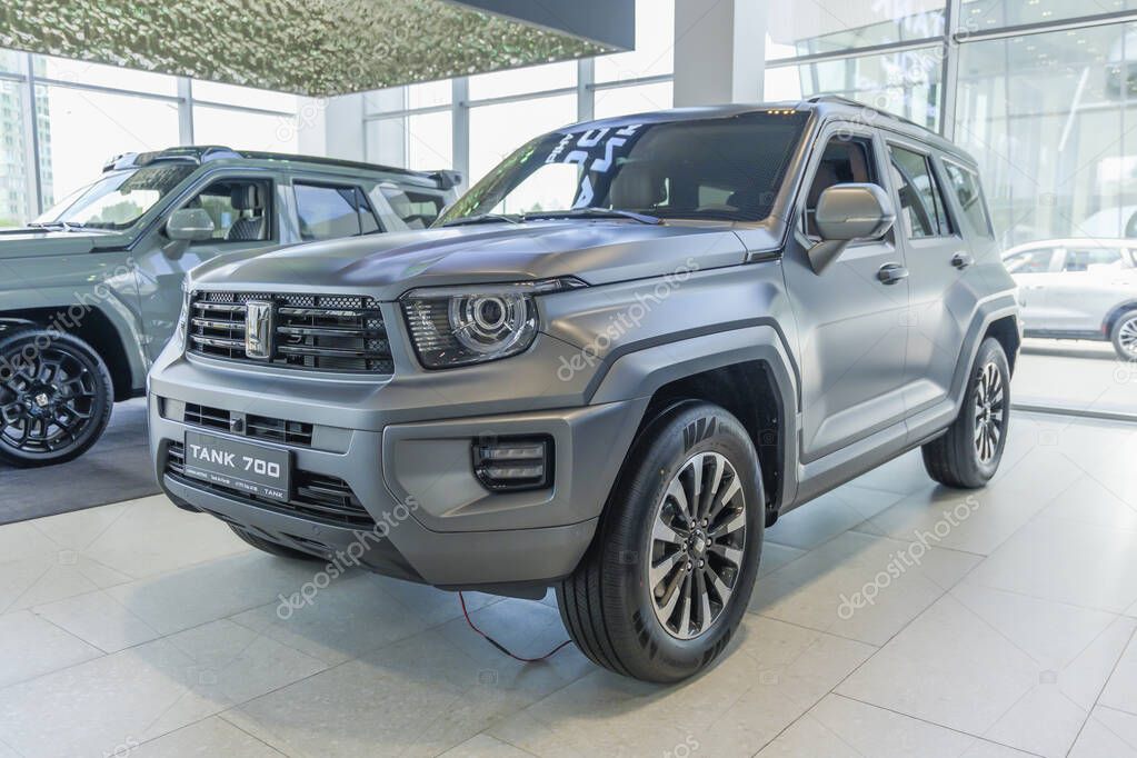 Almaty, Kazakhstan - May 29, 2025: Tank 700 2024 in the showroom. Chinese car brand