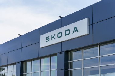 Almaty, Kazakhstan - June 11, 2025: Skoda car dealership. Retail trade                             