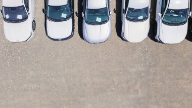 Almatı, Kazakistan - 3 Temmuz 2025: Yeni Hyundai arabalarının ön parçaları. Koreli otomobil üreticisi. Üst görünüm