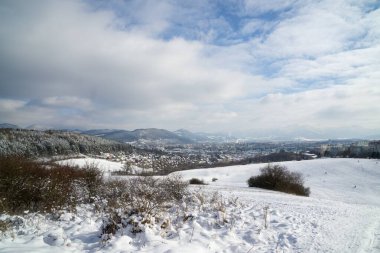 Kış boyunca kar altında doğa. Slovakya