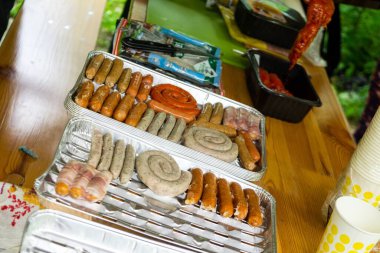 sausages and sausage in a tray