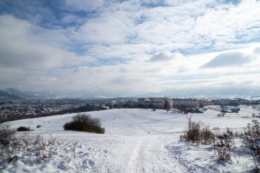 Kış boyunca kar altında doğa. Slovakya