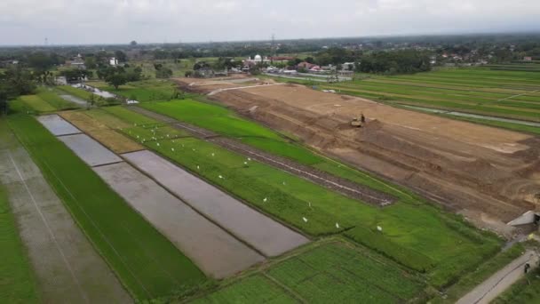 Vista Aérea Construcción Carreteras Klaten Indonesia Proyecto Toll Solo Yogyakarta — Vídeo de stock