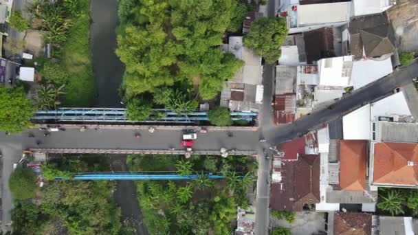 Vista Aerea Superiore Della Città Strada Affollata Yogyakarta Indonesia — Video Stock
