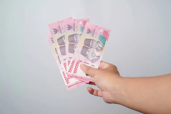 Retrato Billetes Nuevos 100 000 Emitidos 2022 Rupia Indonesia Moneda — Foto de Stock