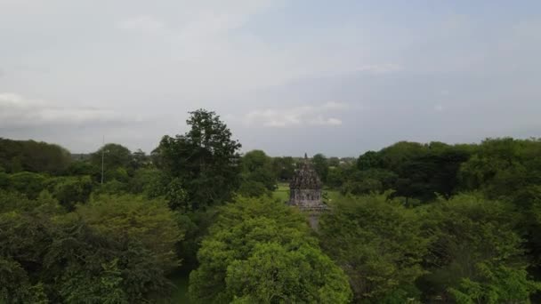 Luchtfoto Van Candi Bubrah Deel Van Prambanaanse Tempel Indonesië — Stockvideo