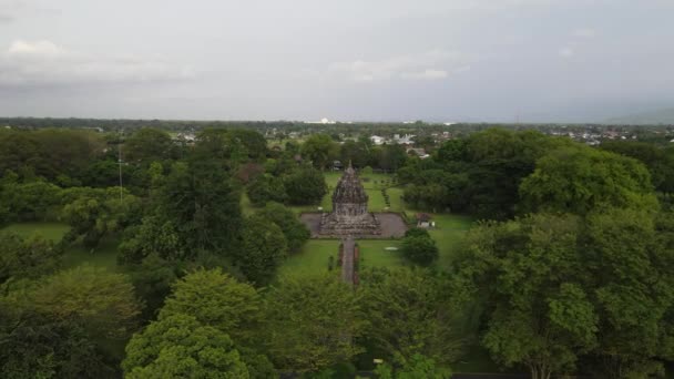 Endonezya Daki Prambanan Tapınağının Bir Parçası Olan Candi Bubrah Hava — Stok video