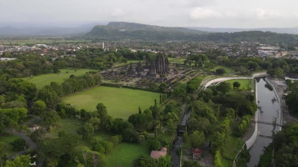 Aerial View Hindu Temple Prambanan Yogyakarta Indonesia — Stock Video