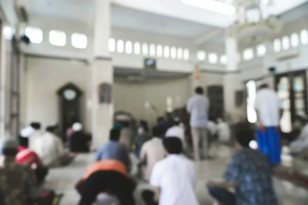 Fond Flou Hommes Islamiques Prient Dans Mosquée Vendredi Rassemblement Dans — Photo