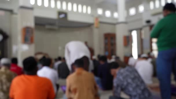 Blurry Background Islamic Men Pray Mosque Friday Gathering Mosque — Stock Video