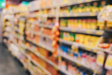 Abstract blurred of storefront in a market, with bokeh light background.