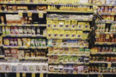 Abstract blurred of storefront in a market, with bokeh light background.