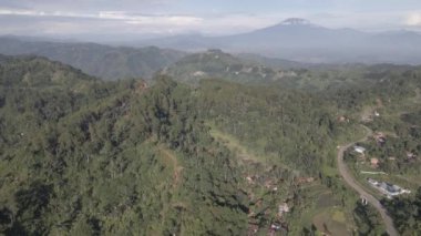 Aerial view of traditional village in the middle of forest in Indonesia