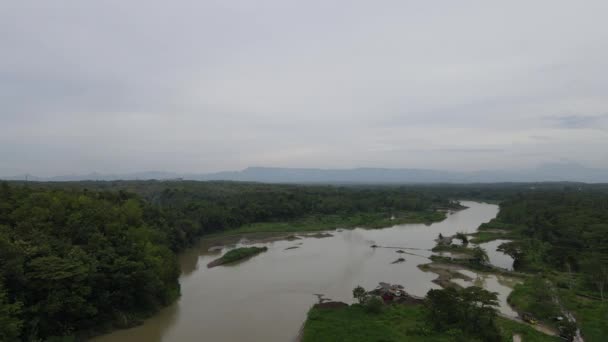 Widok Lotu Ptaka Dużą Rzekę Indonezji Szerokim Widokiem — Wideo stockowe