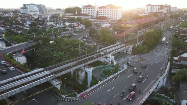 Letecká Doprava Železničním Mostě Yogyakarta City — Stock video
