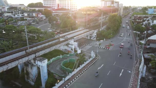 Letecká Doprava Železničním Mostě Yogyakarta City — Stock video