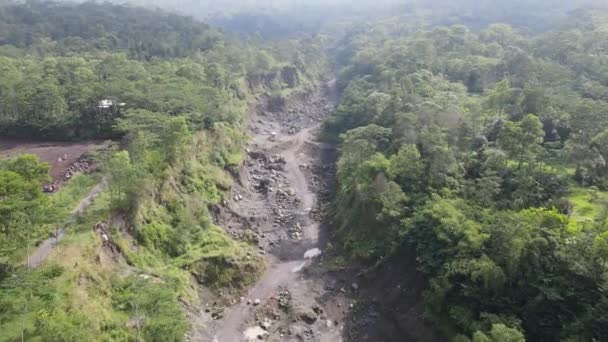 Luchtvallei Met Tropisch Bos Merapi Mountain Indonesia — Stockvideo