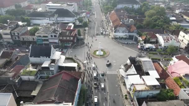Letecký Pohled Památník Tugu Jogja Nebo Yogyakarta Indonésie — Stock video