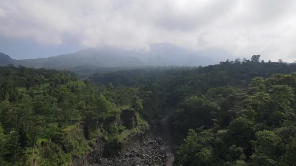 Повітряна Долина Тропічним Лісом Горі Мерапі Індонезія — стокове відео