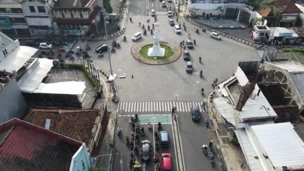 Luftaufnahme Des Tugu Jogja Oder Yogyakarta Monuments Indonesien — Stockvideo