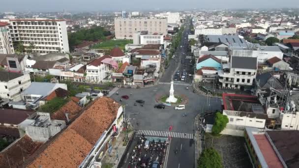 Vista Aérea Tugu Jogja Monumento Yogyakarta Indonesia — Vídeos de Stock