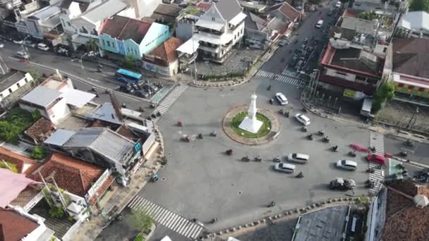 Вид Воздуха Монумент Тугу Джогья Джокьякарту Индонезия — стоковое видео