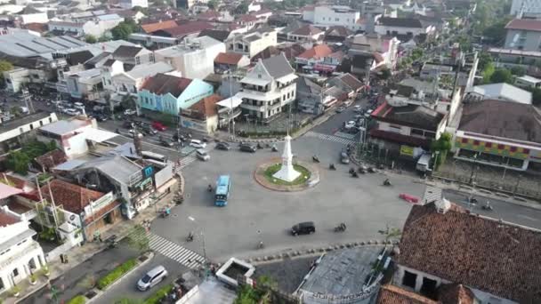 Вид Воздуха Монумент Тугу Джогья Джокьякарту Индонезия — стоковое видео
