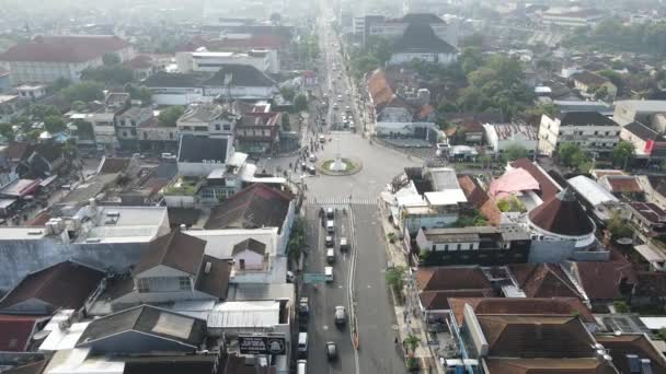 Tugu Jogja或Yogyakarta纪念碑的空中景观 印度尼西亚 — 图库视频影像