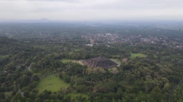 Vue Aérienne Temple Borobudur Java Indonésie Grande Pousse Avec Vue — Video
