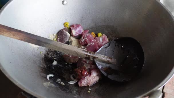 Process Cooking Tongseng Using Stove Close Tongseng Traditional Food Central — 비디오