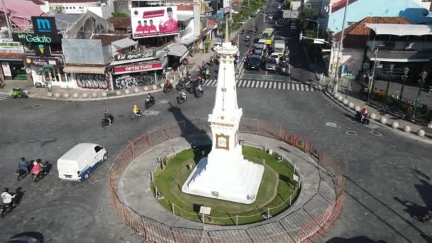Vista Aérea Tugu Jogja Yogyakarta Monumento Indonésia — Vídeo de Stock