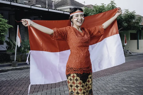 Hagyományos Ruha Indonéz Zászló — Stock Fotó