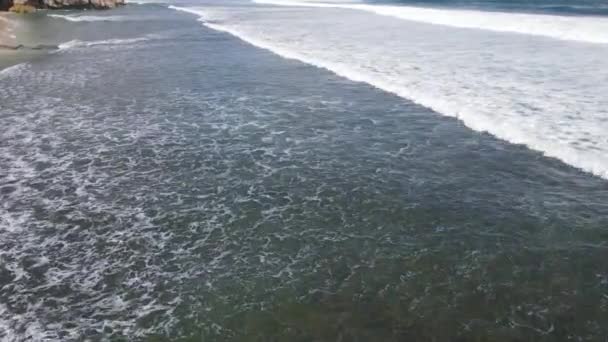 Aerial Drone View Waves Beach Yogyakarta Indonesia Royalty Free Stock Footage