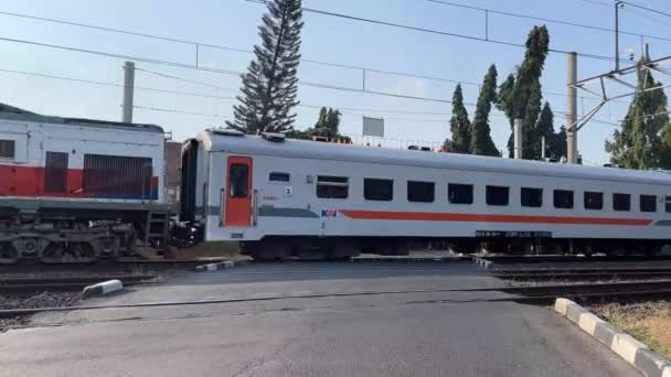 Une Locomotive Train Longue Distance Sont Partis Surakarta Août 2023 — Video