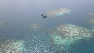Karimunjawa, Coral Coast Çevre Koruma Alanı, Karimunjawa, Jepara, Endonezya 'daki resiflerin havadan görünüşü.