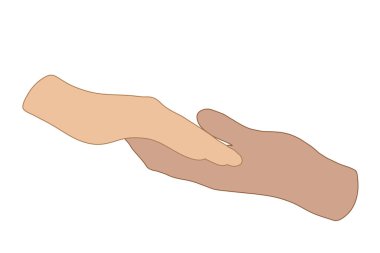 Başka bir eli tutan elin vektör çizimi. Aile sembolü, bakım, güvenlik, koruma, yardım.